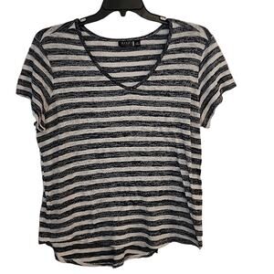 A.N.A Dark Blue/Winter White Striped Top, 1X